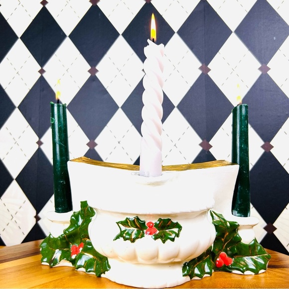 Other - Elegant Christmas CandleHolder or Vase – Open Book Vintage| Ceramic